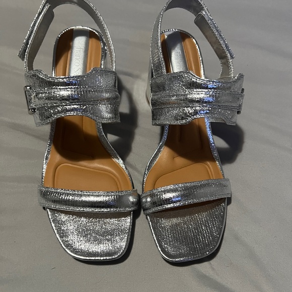 Franco Sarto Silver Block Heel Sandals - size 6 1/2 - Picture 6 of 9